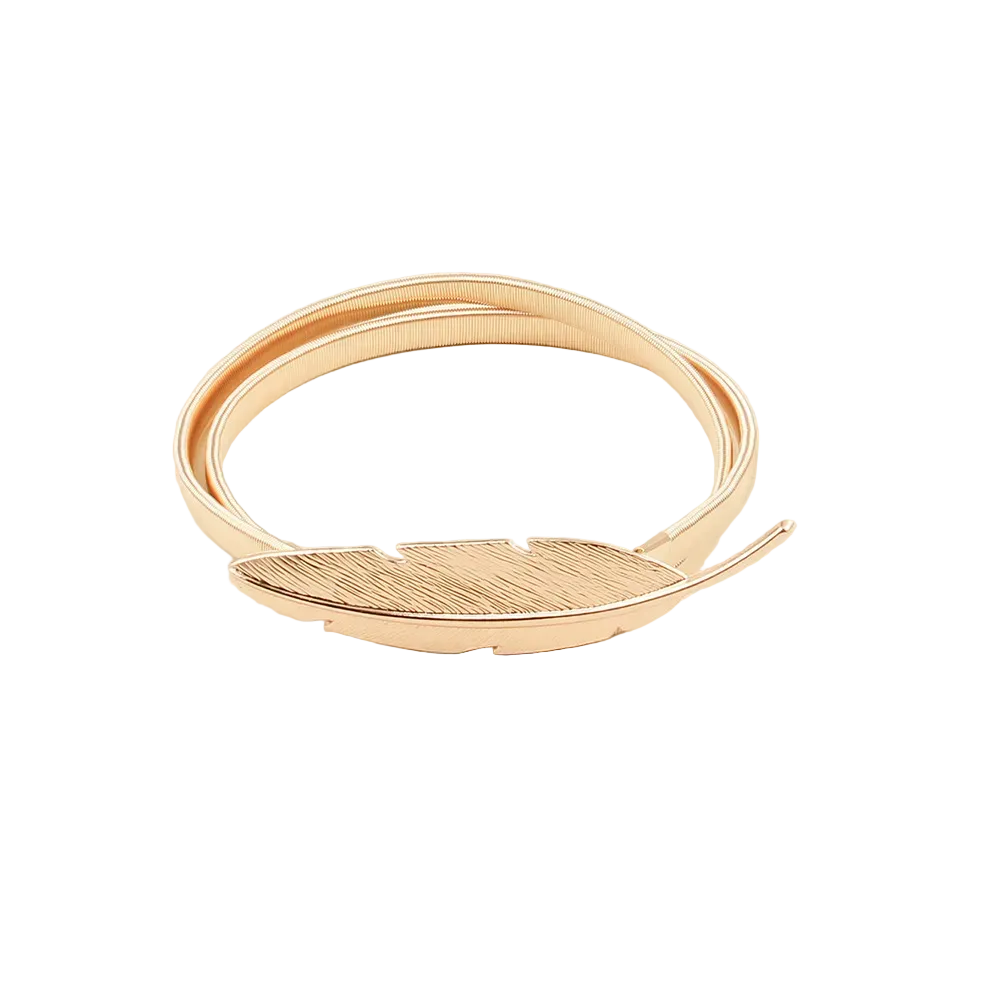 Accessories Women Single Loop Metal Spring Chain Leaf Belt