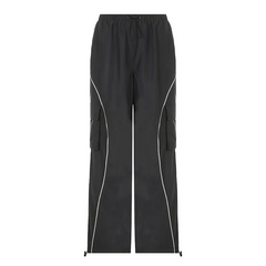 Women Casual High Waist Loose Straight Cargo Pants