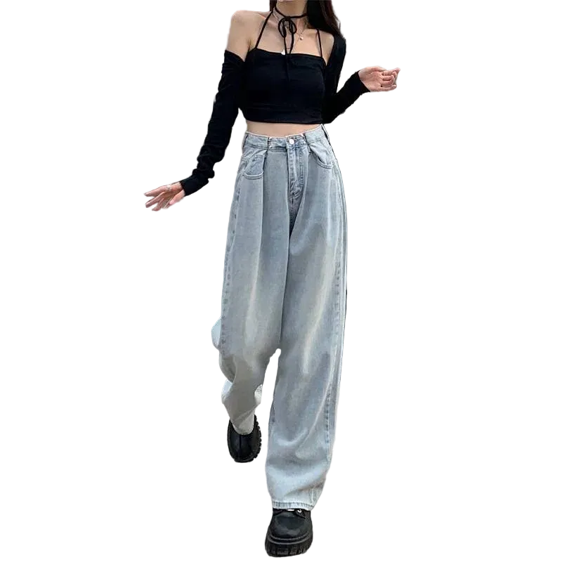 Women Casual High Waist Straight Jeans