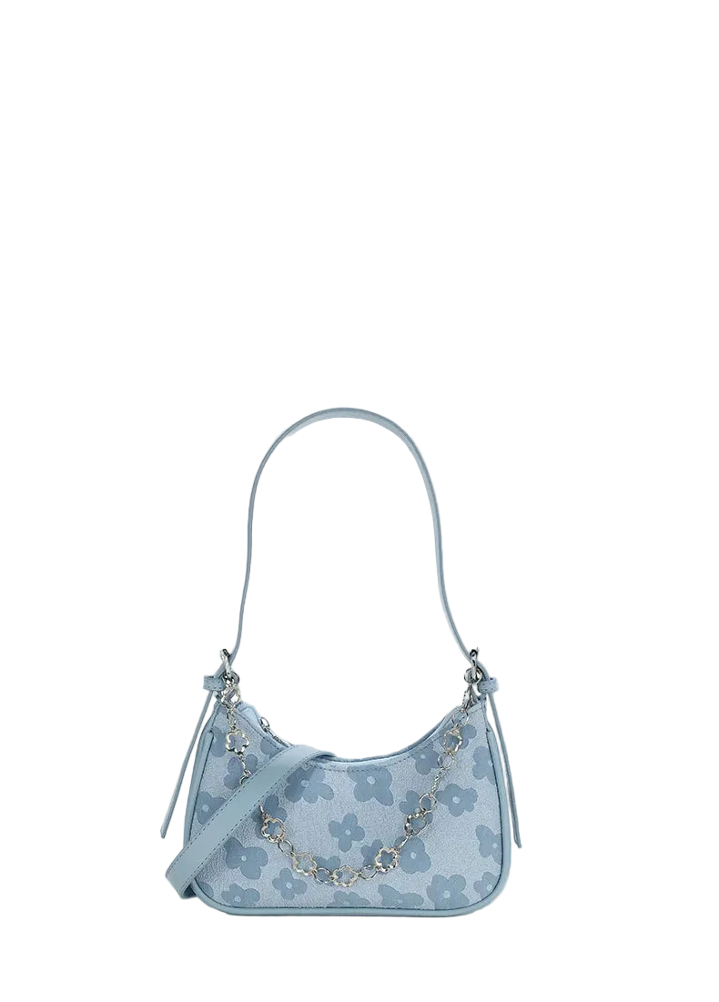 Accessories Women Elegant Floral Printed Zipper Chain Shoulder Bag