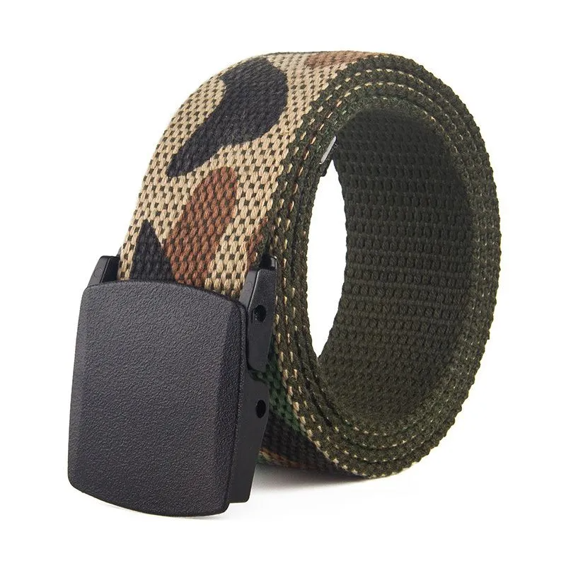 Accessories Men Classic Camouflage Print Canvas Belt