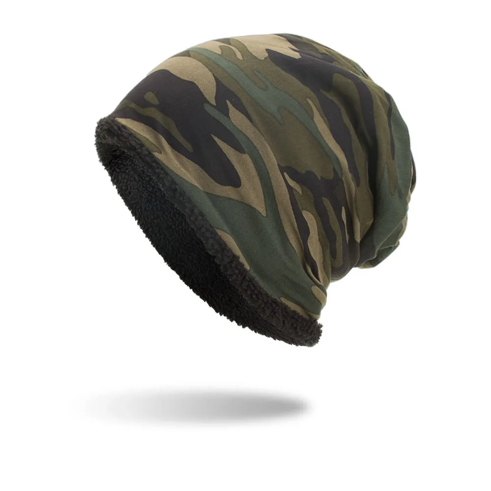 Accessories Unisex Velvet Warm Camouflage Beanies