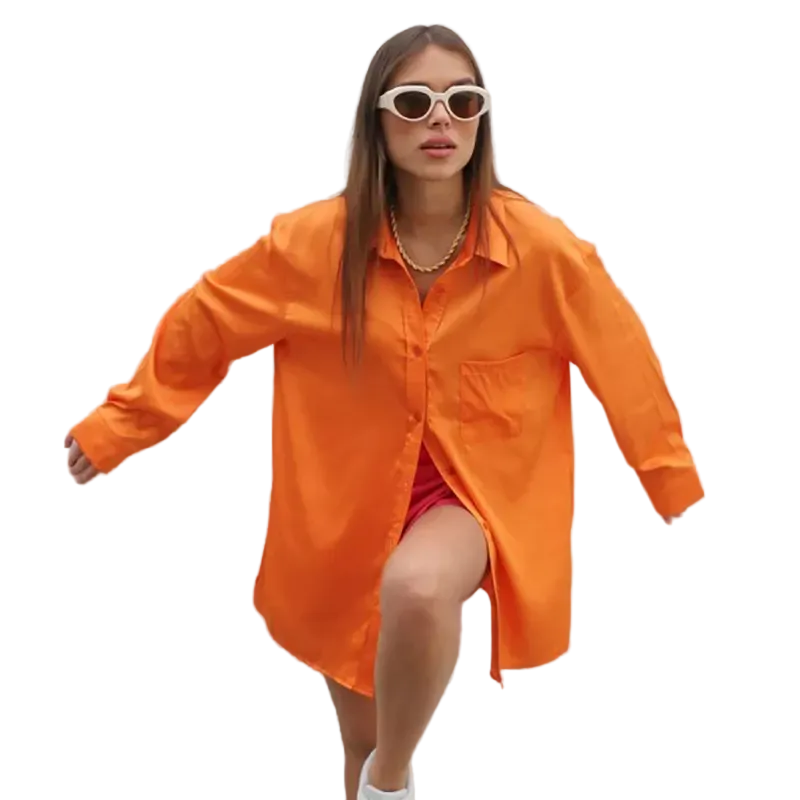 Women Casual Bright Loose Long Sleeve Shirt Blouse