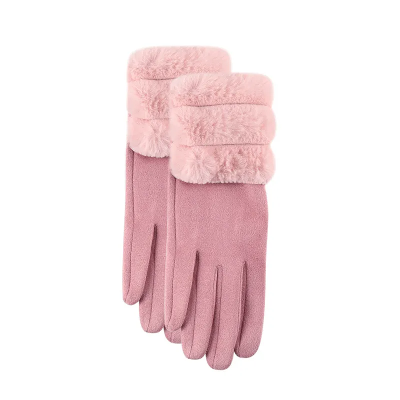 Women Winter Thickened Warm Suede Gloves