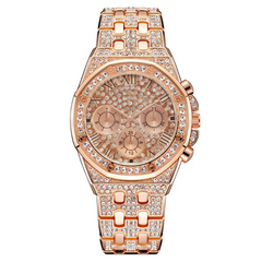 Accessories Men Luxury Rhinestone Design Metal Band Quartz Watch