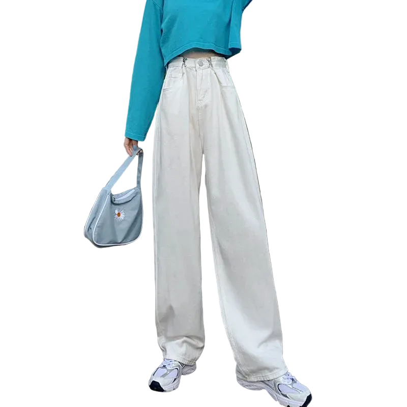 Women Casual High Waist Straight Jeans