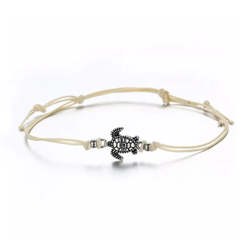 Accessories Elegant Turtle Shape Pendant Adjustable Wax Rope Anklet