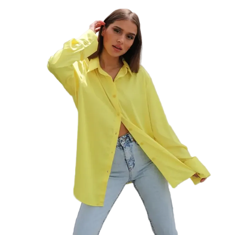 Women Casual Bright Loose Long Sleeve Shirt Blouse