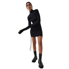 Women Casual Long Sleeve Rib-Knitted Dress
