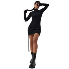 Women Casual Long Sleeve Rib-Knitted Dress