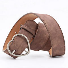 Accessories Frosted Leather Metal Heart Buckle Wide Belt