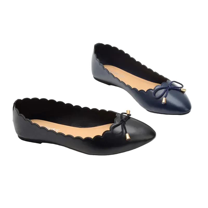 Women Casual Office Bowknot Pointed Leather Loafers