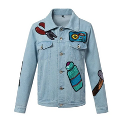 Women Casual Sequined Denim Jacket
