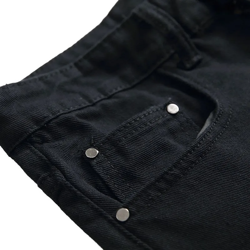 Men Cotton Casual Zipper Design Slim Fit Jeans