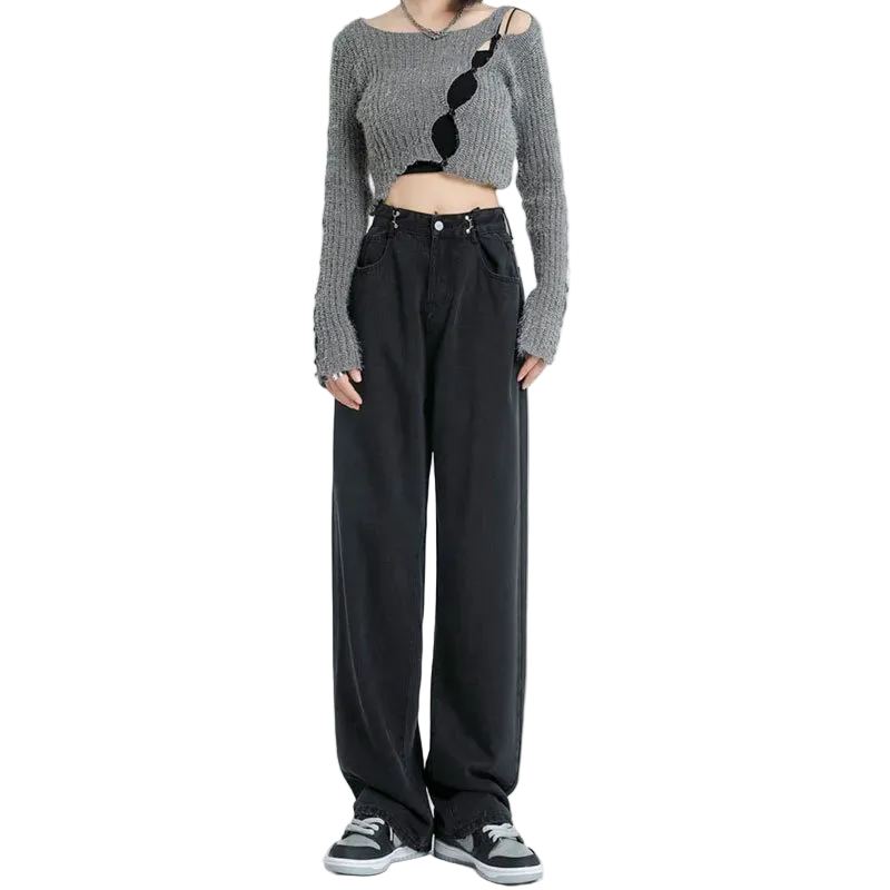 Women Casual High Waist Straight Jeans