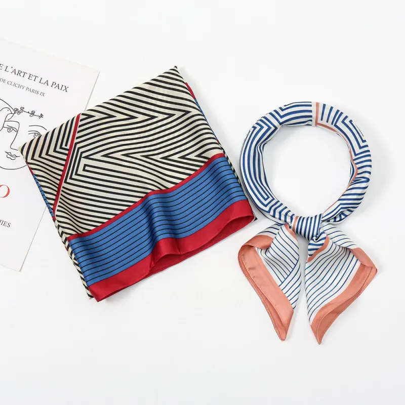 Accessories Women Spring Elegant Stripe And Plaid Printed Square Scarf
