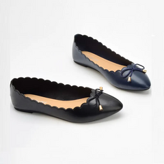 Women Casual Office Bowknot Pointed Leather Loafers