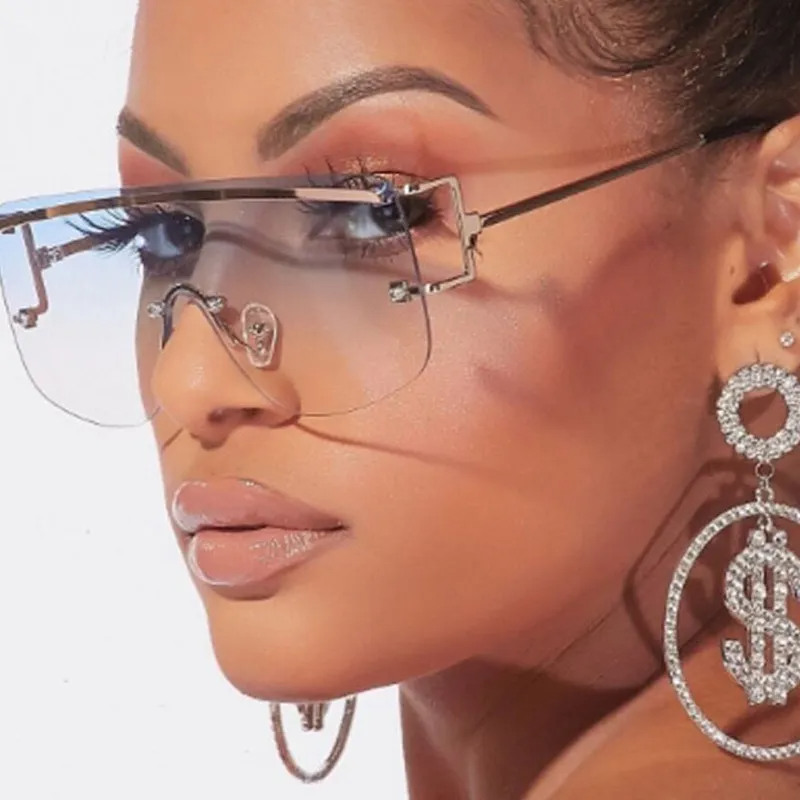 Accessories Women Chic One-Piece Flat Top Sunglasses