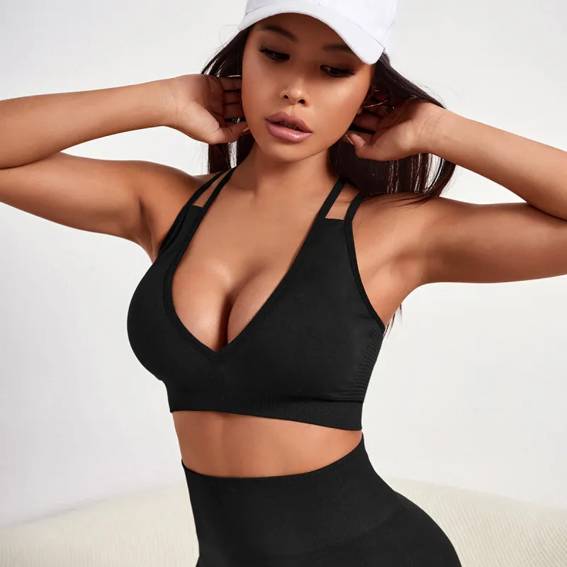 Women Sexy Shockproof Running Fitness Yoga Cross Shoulder Strap Sports Vest