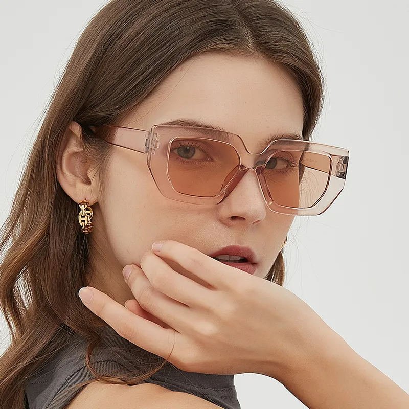 Accessories Women Large Frame Polygon Sunglasses