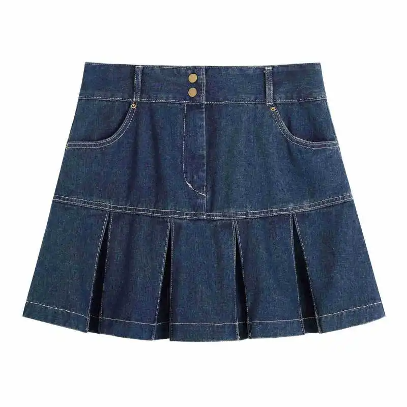 Women Casual Plus Size Preppy Style Pleated Skirts