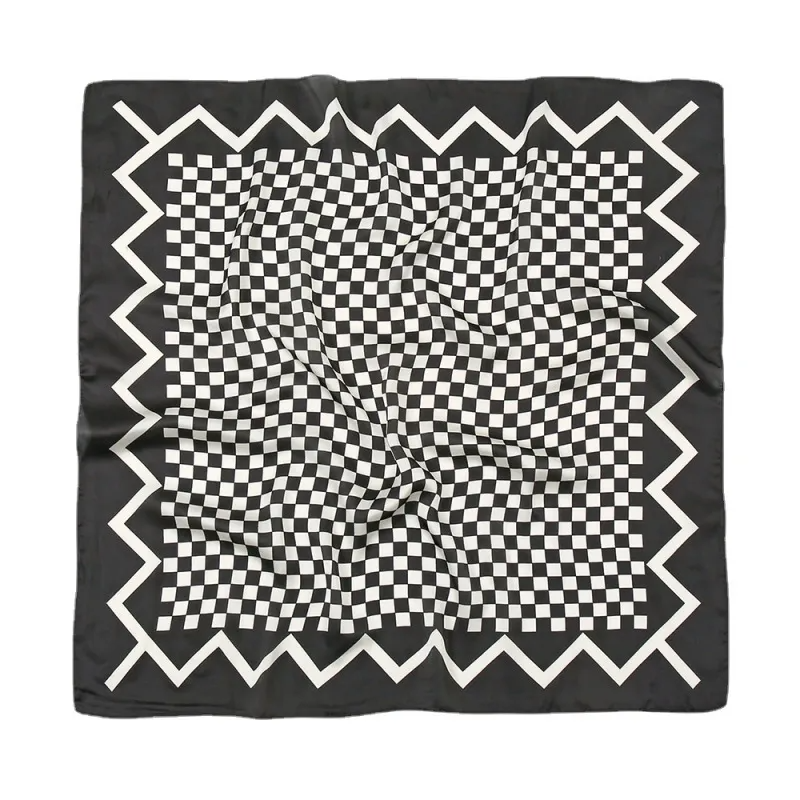 Accessories Women Spring Elegant Stripe And Plaid Printed Square Scarf