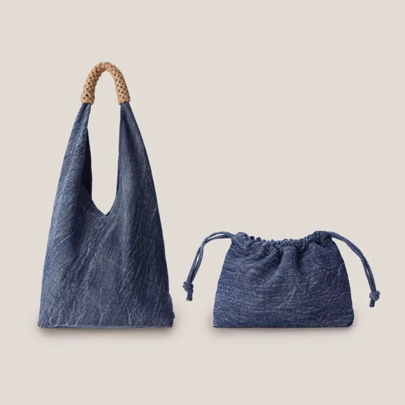 Women Casual Denim Canvas Large Tote Bag
