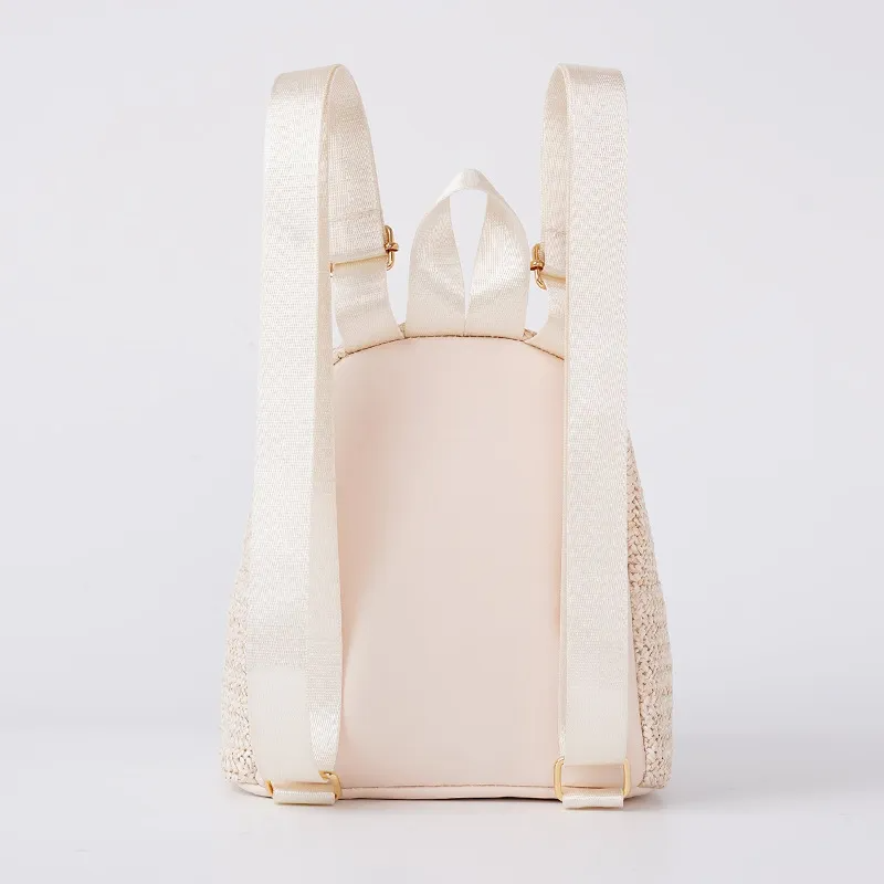 Accessories Casual Stylish Straw Woven Zipper Backpack