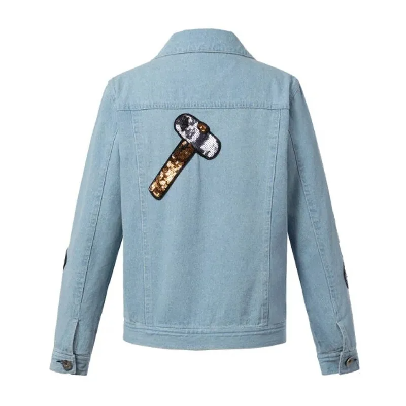 Women Casual Sequined Denim Jacket