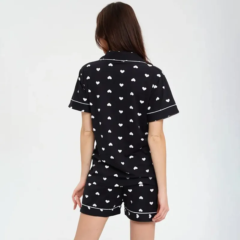 Women Casual Heart Print Pajamas Set