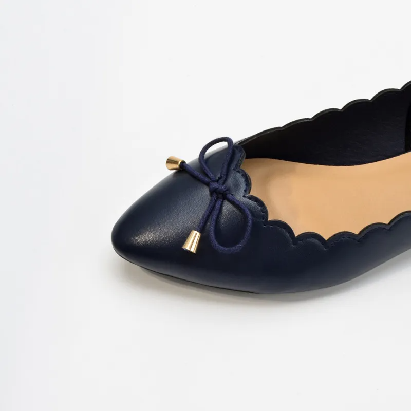 Women Casual Office Bowknot Pointed Leather Loafers