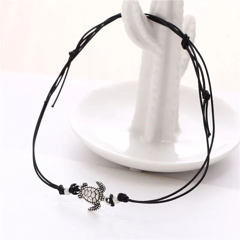 Accessories Elegant Turtle Shape Pendant Adjustable Wax Rope Anklet