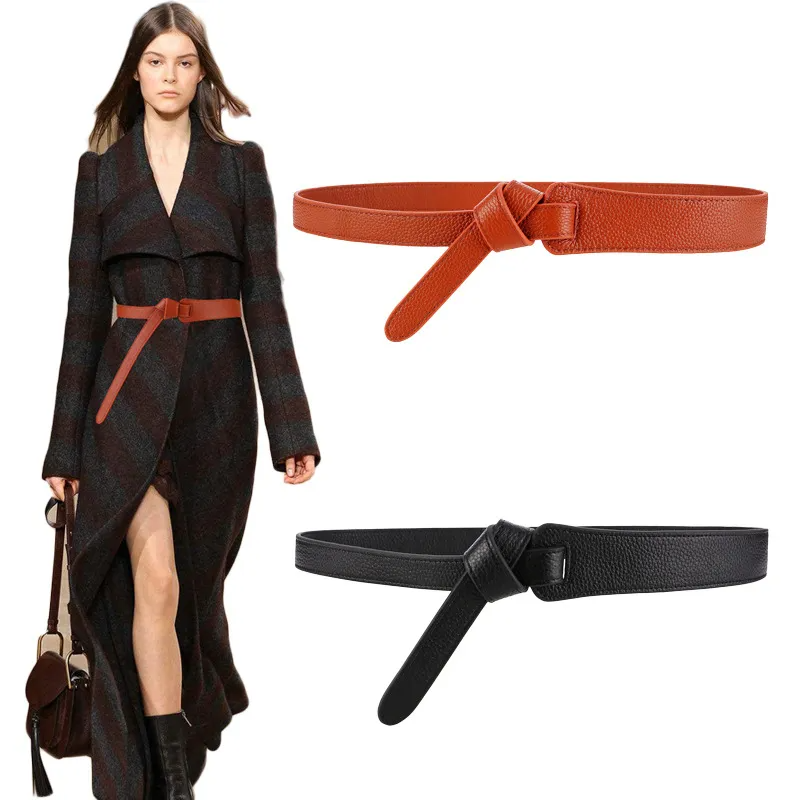 Accessories Women Dress Leather Waist Knot Belt