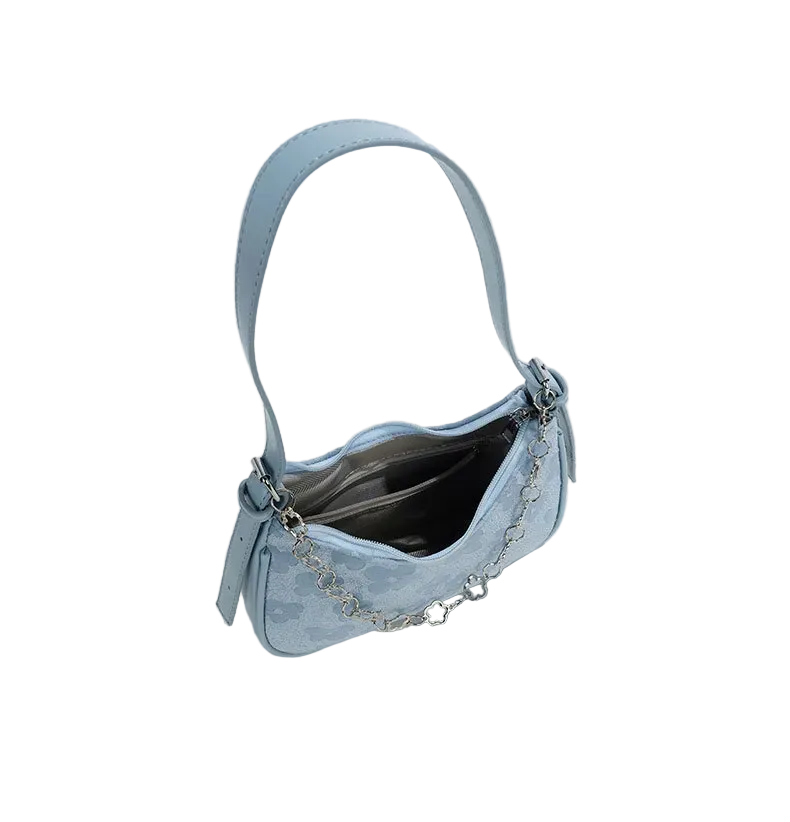 Accessories Women Elegant Floral Printed Zipper Chain Shoulder Bag