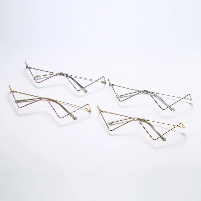 Accessories Women Rhinestone Half Rim Lensless Glasses Frame