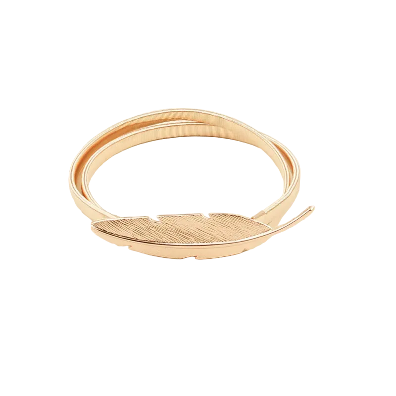 Accessories Women Single Loop Metal Spring Chain Leaf Belt