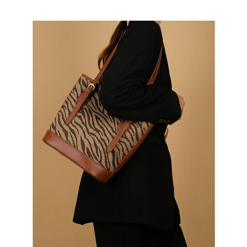 Accessories Women Vintage Houndstooth Bucket Shoulder Bag