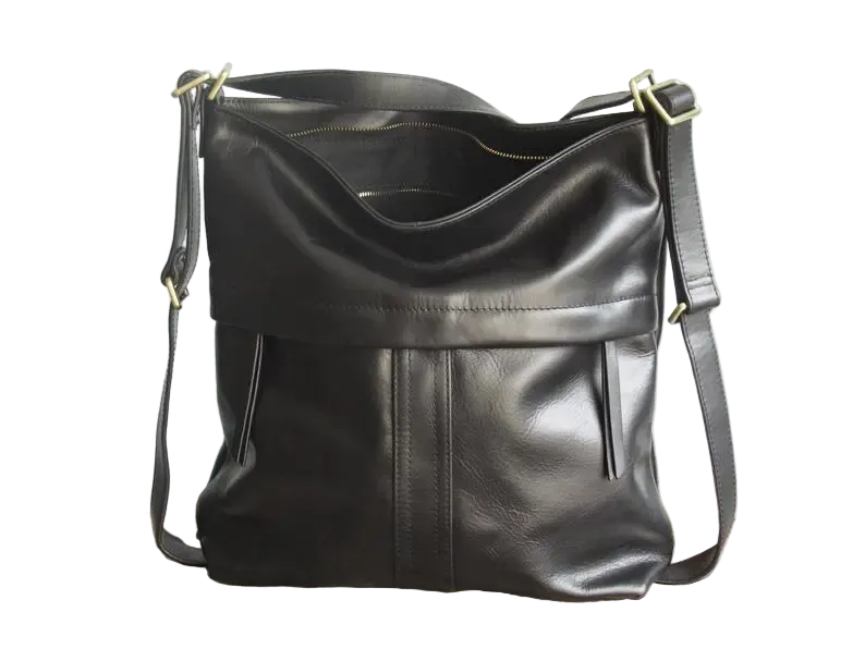 Accessories Women Vintage Black Waxed PU Leather Backpack Shoulder Bag