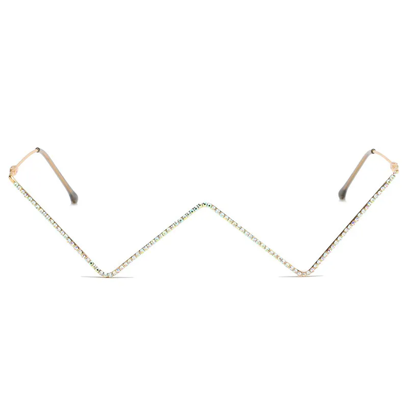 Accessories Women Rhinestone Half Rim Lensless Glasses Frame