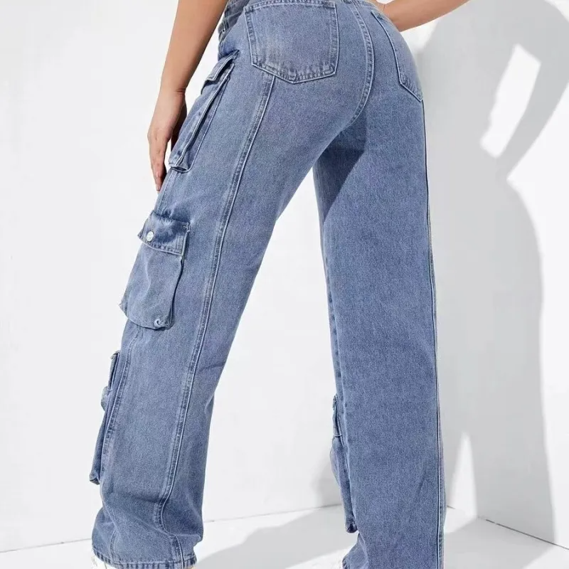 Women Casual Multi-Pocket Jeans Cargo Pants