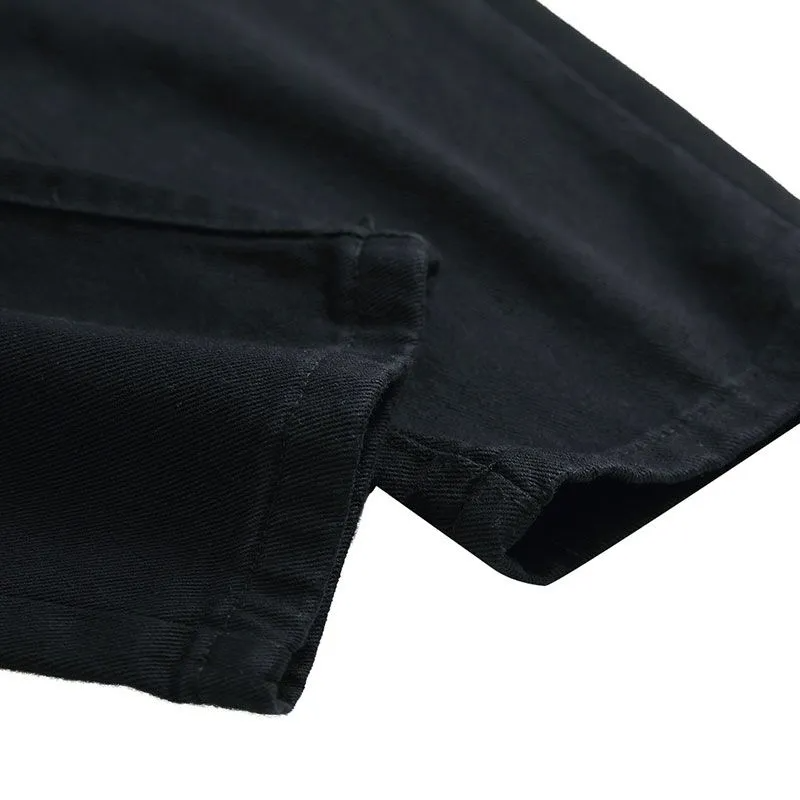 Men Cotton Casual Zipper Design Slim Fit Jeans