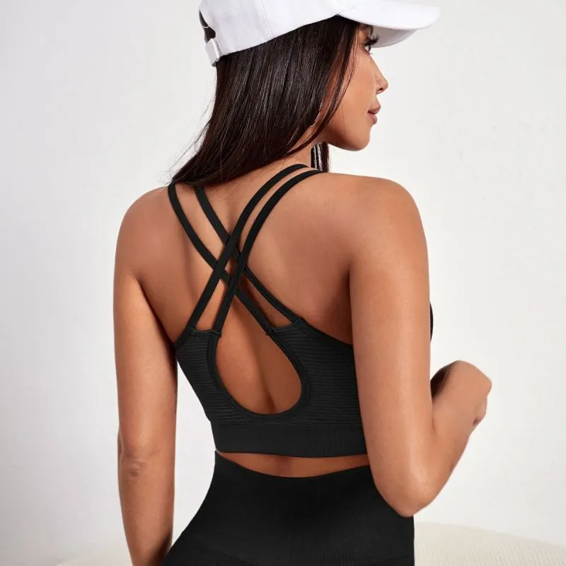 Women Sexy Shockproof Running Fitness Yoga Cross Shoulder Strap Sports Vest