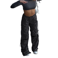 Women Casual Loose Wide-Leg Drawstring Cargo Pants