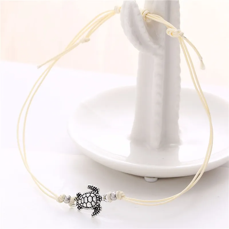 Accessories Elegant Turtle Shape Pendant Adjustable Wax Rope Anklet