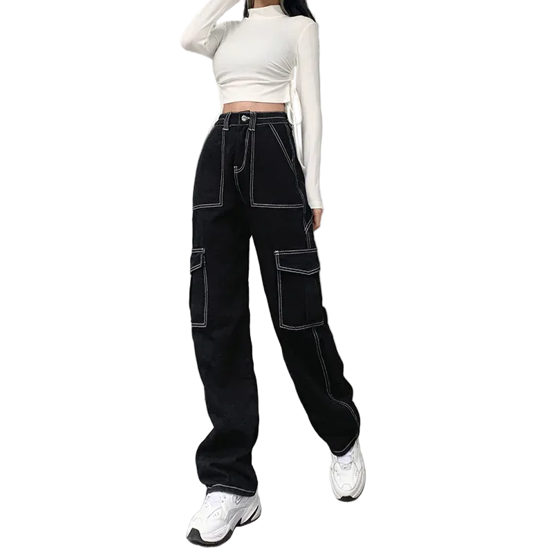 Women Casual Edgy Stitching Cargo Pants