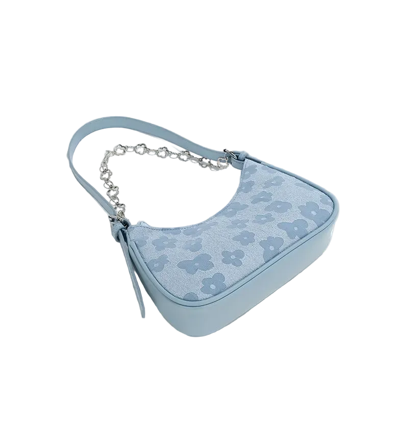 Accessories Women Elegant Floral Printed Zipper Chain Shoulder Bag
