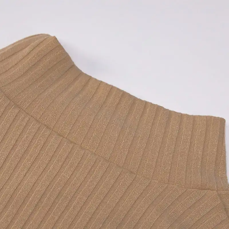 Women Casual Long Sleeve Rib-Knitted Dress