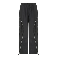 Women Casual High Waist Loose Straight Cargo Pants