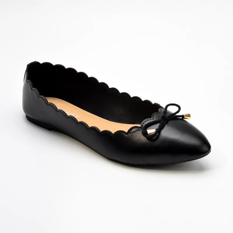 Women Casual Office Bowknot Pointed Leather Loafers