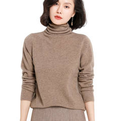 Women 100% Pure Wool Pile Neck Knit Pullover